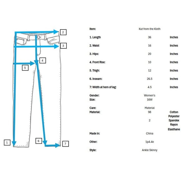 Kut from the Kloth Womens Plus Size 16W 26 Ankle Skinny Distressed Floral - Picture 8 of 8